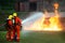 Firefighters spraying water to put out a brutal fire on the à¸°à¸žà¸µà¹à¸².